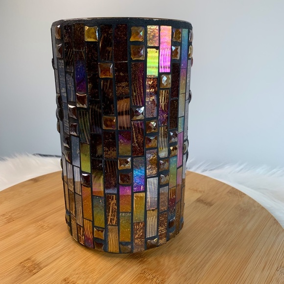 Mosaic Glass Candle Holder - Picture 1 of 6